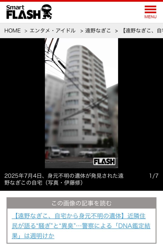 FLASHの遠野なぎこに関する記事